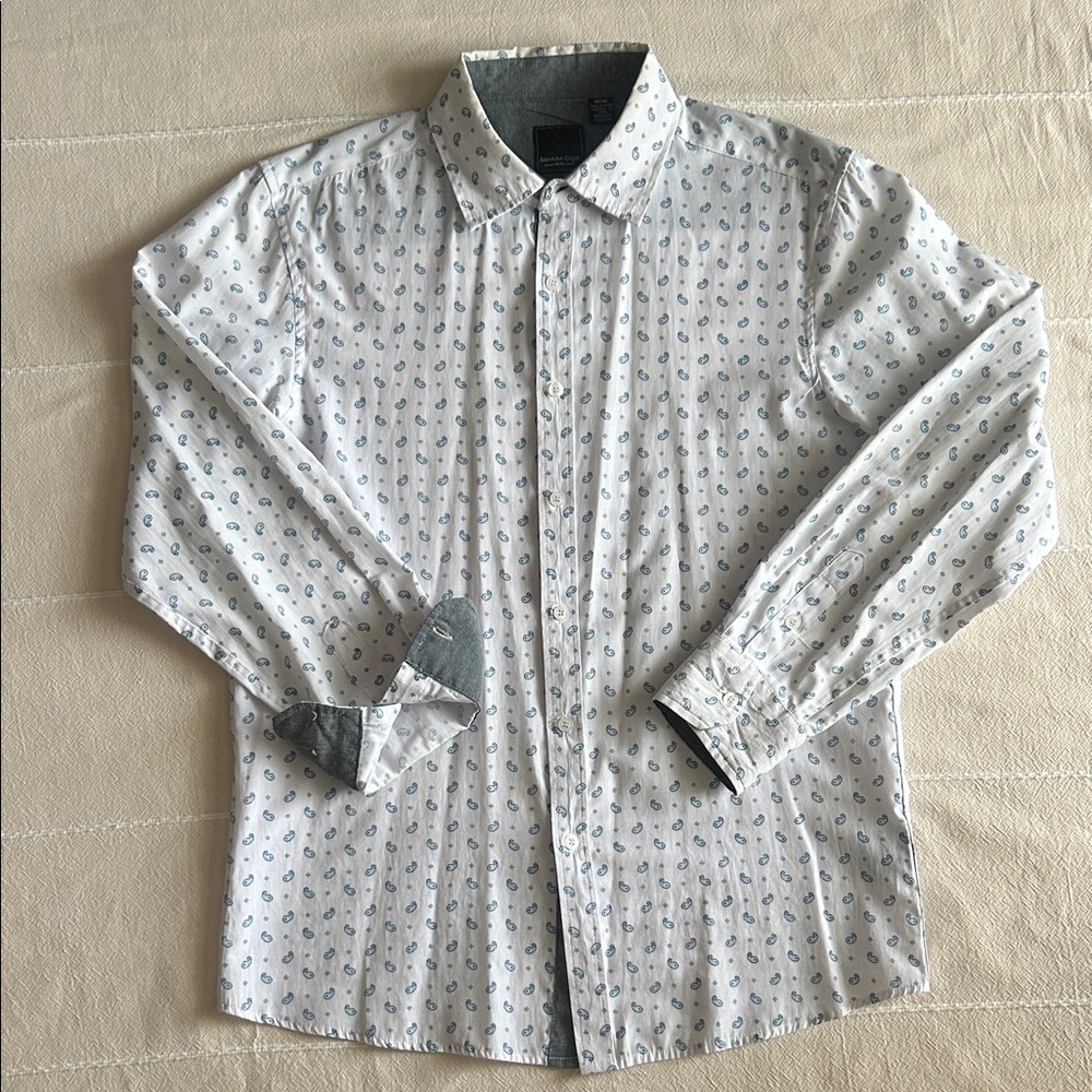 Sahara Club White and Blue Patterned Men's Shirt